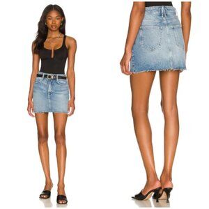Good American Good Waist Mini Skirt Indigo900 Zip Close Light Wash Sz 4/27